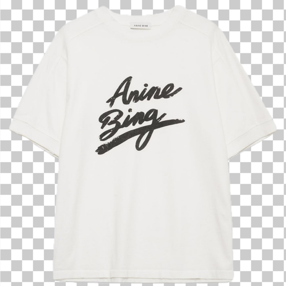 Anine Bing White and Black Graphic Tee